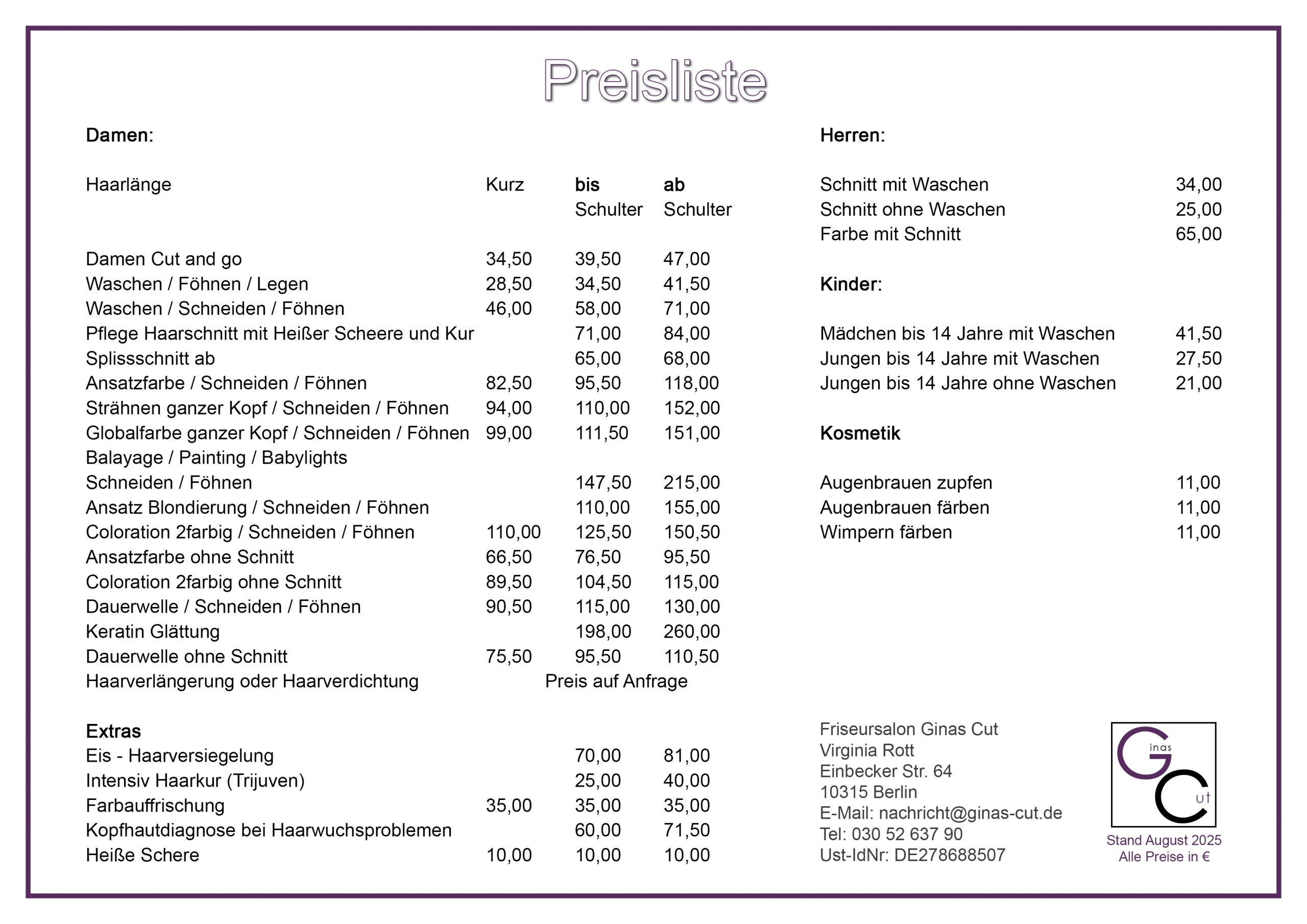 Preisliste-Ginas-Cut-August-2025